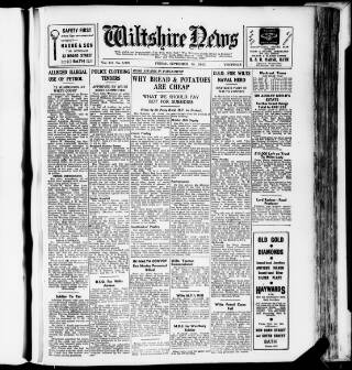 cover page of Wiltshire News published on September 18, 1942