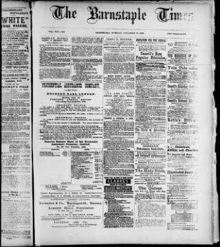 cover page of Barnstaple Times published on December 24, 1889