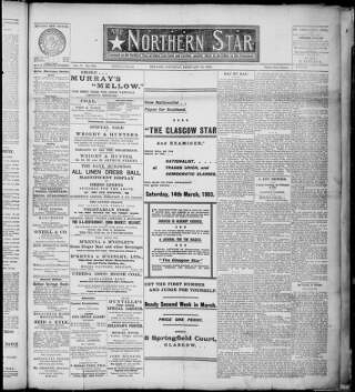 cover page of Northern Star (Belfast) published on February 28, 1903