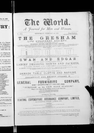 cover page of The World published on February 28, 1877