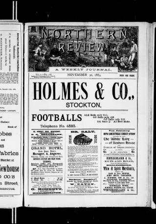 cover page of Northern Review published on November 30, 1889