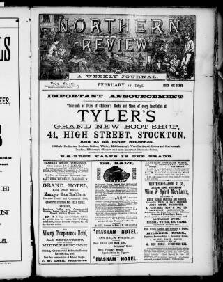 cover page of Northern Review published on February 28, 1891