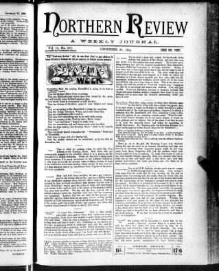 cover page of Northern Review published on December 30, 1893