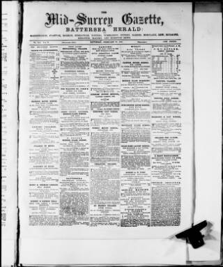 cover page of Mid-Surrey Gazette published on February 28, 1885