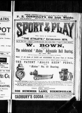 cover page of Sports and Play published on December 24, 1889