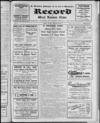 cover page of St. Marylebone and Paddington Record published on February 28, 1942