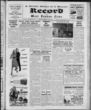 cover page of St. Marylebone and Paddington Record published on May 29, 1948