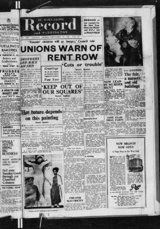 cover page of St. Marylebone and Paddington Record published on December 30, 1949