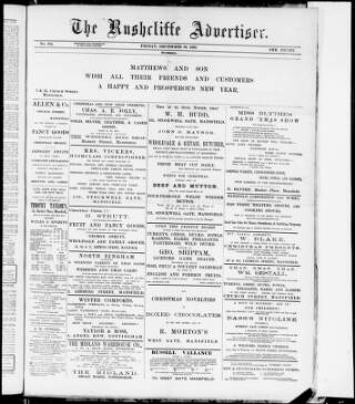 cover page of Rushcliffe Advertiser published on December 30, 1898