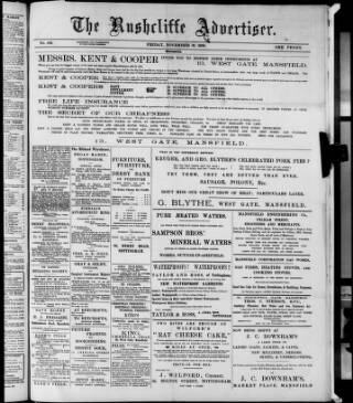 cover page of Rushcliffe Advertiser published on November 30, 1900