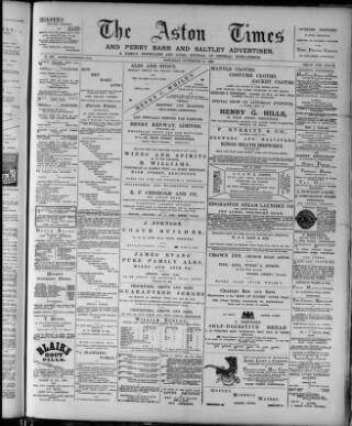 cover page of Aston Times published on November 30, 1895