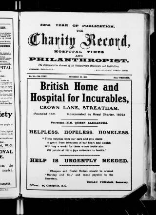 cover page of Charity Record published on November 30, 1912