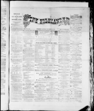 cover page of Highlander published on November 10, 1877