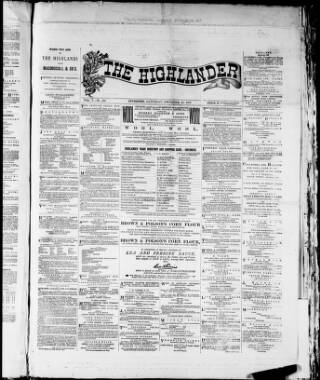 cover page of Highlander published on December 15, 1877