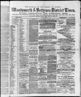 cover page of Wandsworth & Battersea District Times published on February 28, 1880