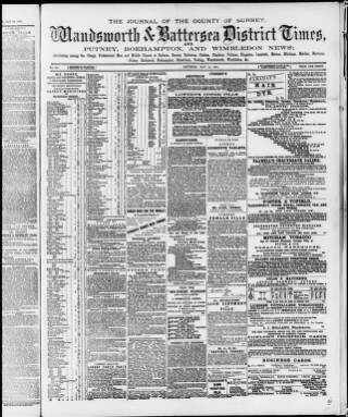 cover page of Wandsworth & Battersea District Times published on May 29, 1880