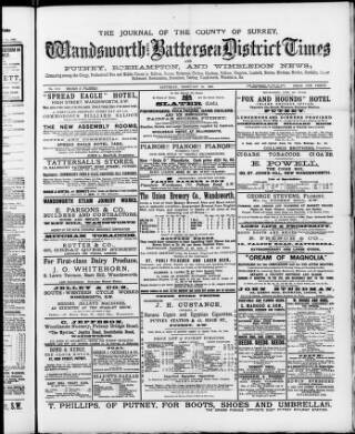 cover page of Wandsworth & Battersea District Times published on February 28, 1891