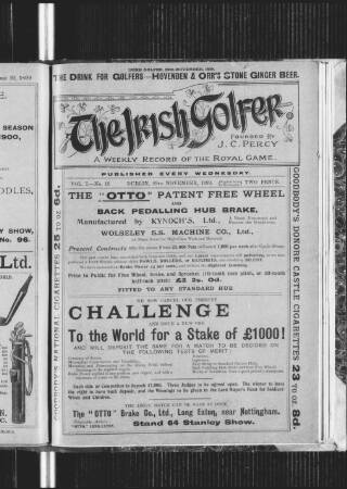 cover page of Irish Golfer published on November 29, 1899