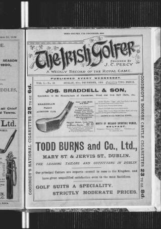 cover page of Irish Golfer published on December 27, 1899