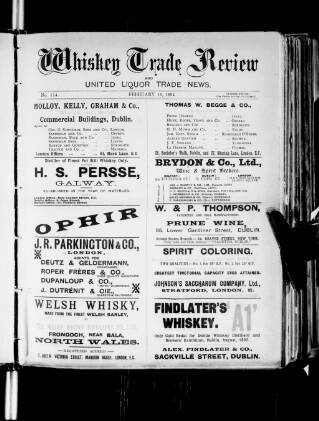 cover page of Whiskey Trade Review (Dublin) published on February 16, 1894