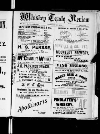 cover page of Whiskey Trade Review (Dublin) published on December 23, 1895