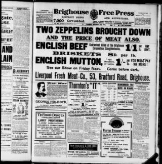 cover page of Brighouse Free Press and District Advertiser published on November 30, 1916