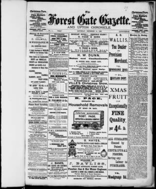 cover page of Forest Gate Gazette and Upton Chronicle published on December 15, 1888