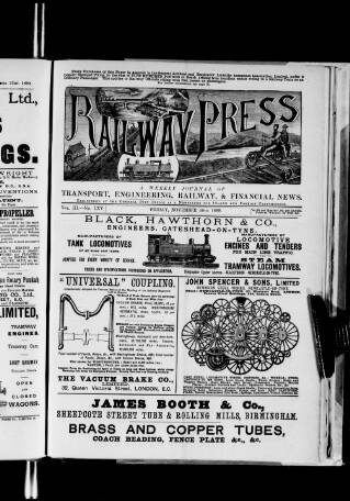 cover page of Railway Press published on November 30, 1888