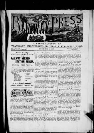 cover page of Railway Press published on December 1, 1898