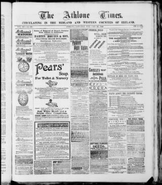cover page of Athlone Times published on February 28, 1891