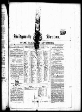 cover page of Bridgnorth Beacon and South Shropshire Advertiser published on February 4, 1854