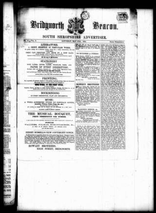 cover page of Bridgnorth Beacon and South Shropshire Advertiser published on May 27, 1854