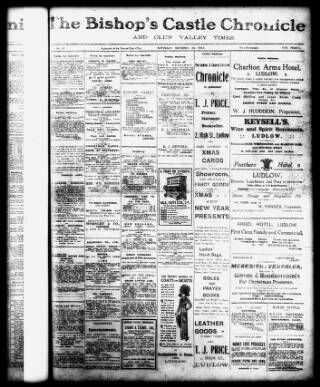 cover page of Bishop's Castle Chronicle & Clun Valley Times published on December 30, 1911