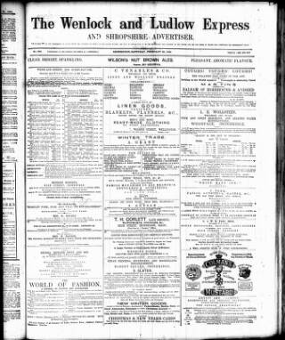 cover page of Ironbridge Weekly Journal and Borough of Wenlock Advertiser published on February 28, 1880