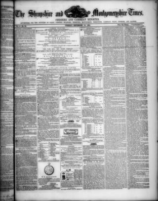 cover page of Shropshire and Montgomeryshire Times published on September 13, 1864