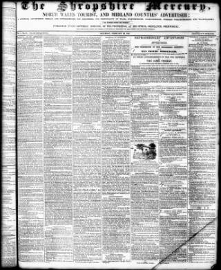 cover page of Shropshire Mercury published on February 22, 1840