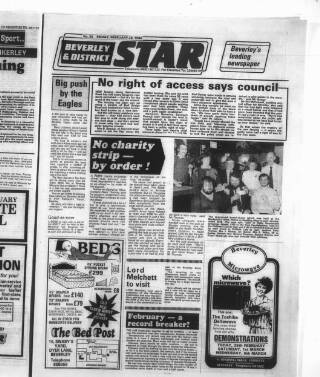 cover page of Beverley & District Star published on February 28, 1986