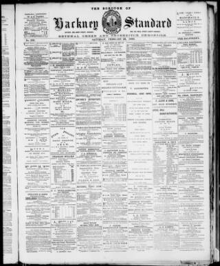 cover page of Hackney Standard, Bethnal Green and Shoreditch Chronicle published on February 28, 1880