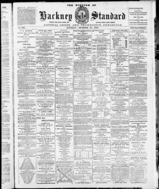 cover page of Hackney Standard, Bethnal Green and Shoreditch Chronicle published on December 30, 1882