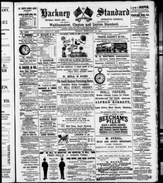 cover page of Hackney Standard, Bethnal Green and Shoreditch Chronicle published on February 28, 1902
