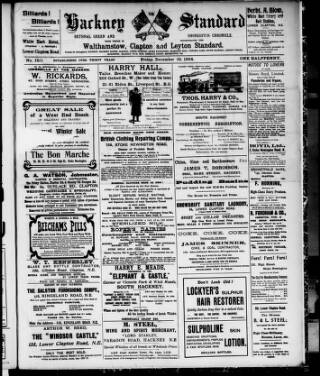 cover page of Hackney Standard, Bethnal Green and Shoreditch Chronicle published on December 30, 1904