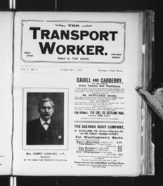 cover page of Transport Worker published on February 1, 1912
