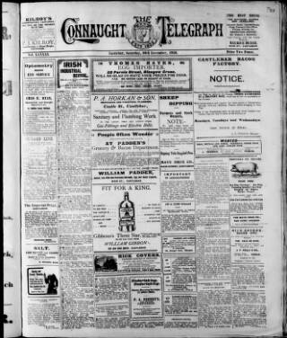 cover page of Connaught Telegraph published on November 30, 1918