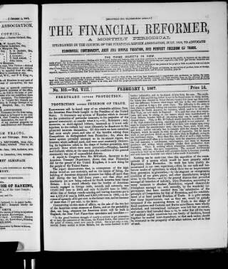 cover page of Financial Reformer published on February 1, 1867