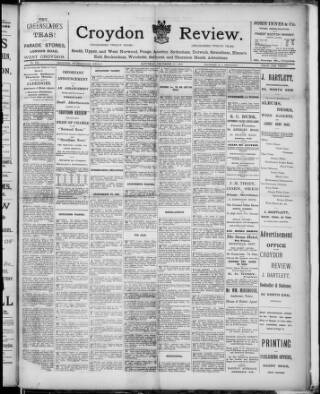 cover page of Croydon Review and Railway Time Table published on December 17, 1892