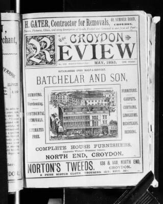 cover page of Croydon Review and Railway Time Table published on May 1, 1893