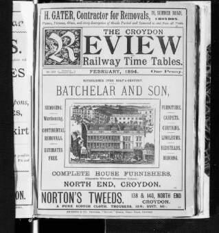 cover page of Croydon Review and Railway Time Table published on February 1, 1894