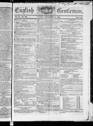 cover page of English Gentleman published on December 24, 1826