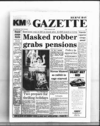 cover page of Herne Bay Gazette published on February 28, 1992