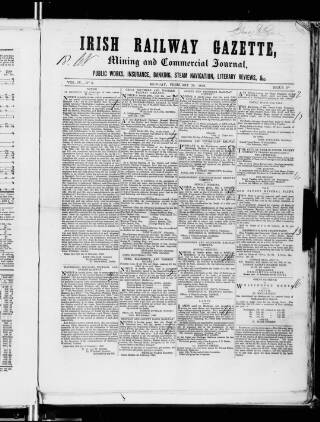 cover page of Irish Railway Gazette published on February 28, 1848